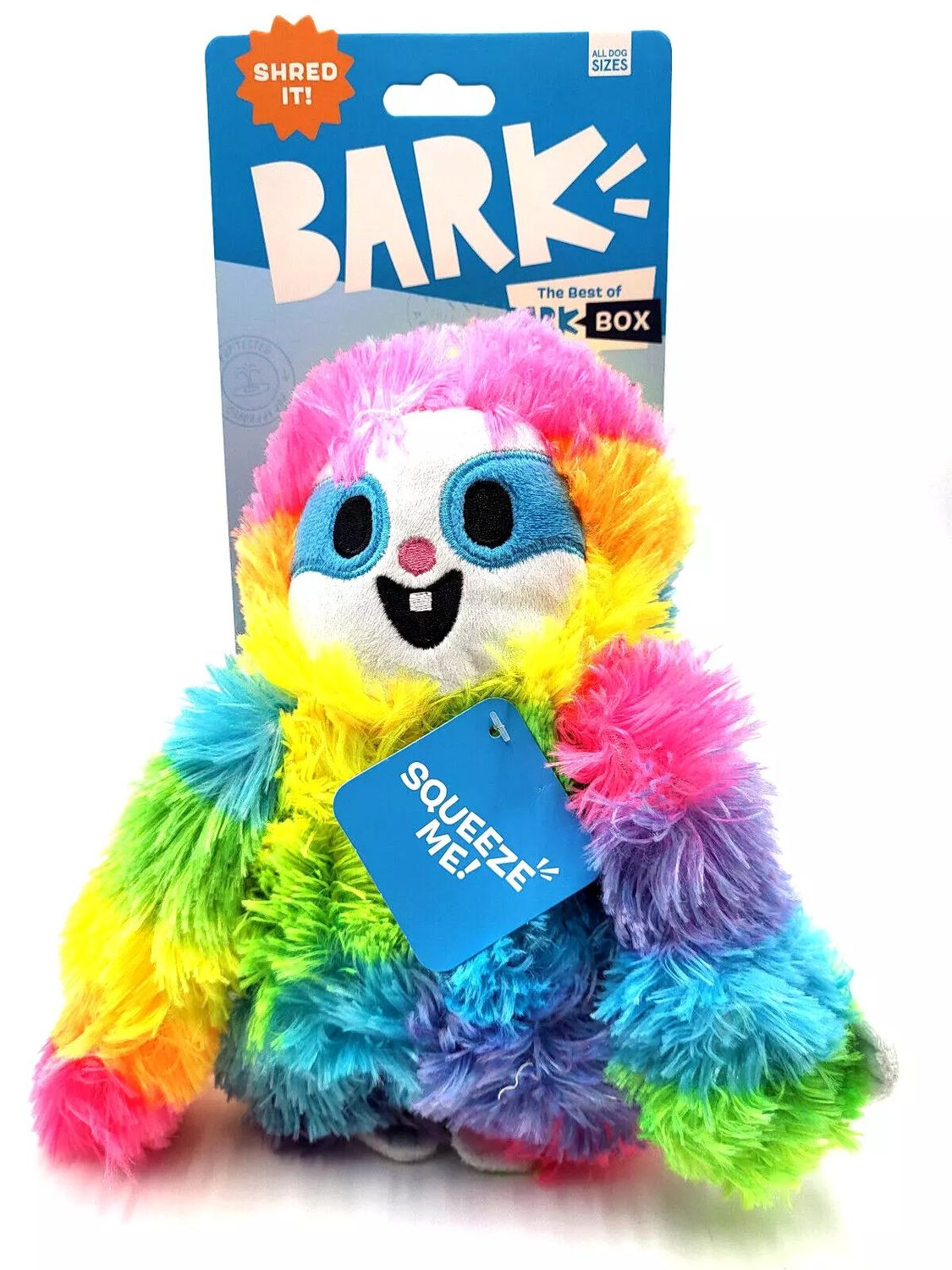 BARK Good Vibes Gary Rainbow Sloth Plush Dog Toy