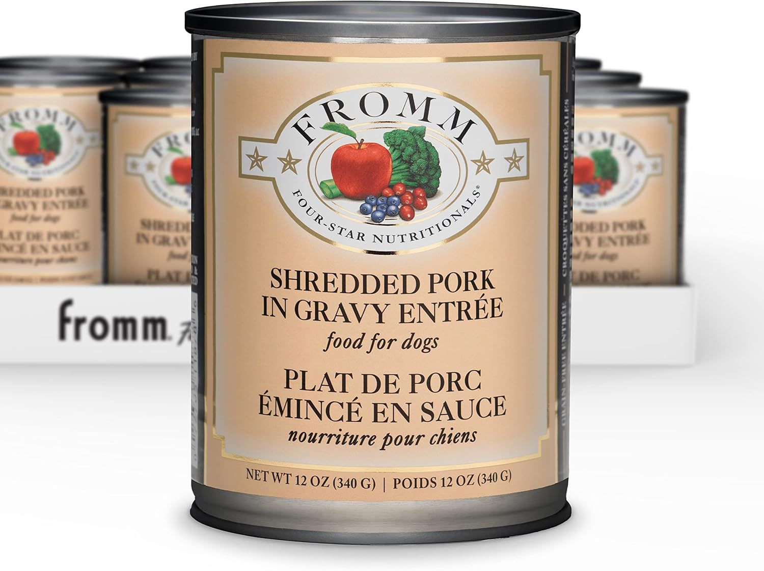 Fromm Can Four Star Shredded Pork in Gravy Entree Wet Dog Food 12 oz Case of 12