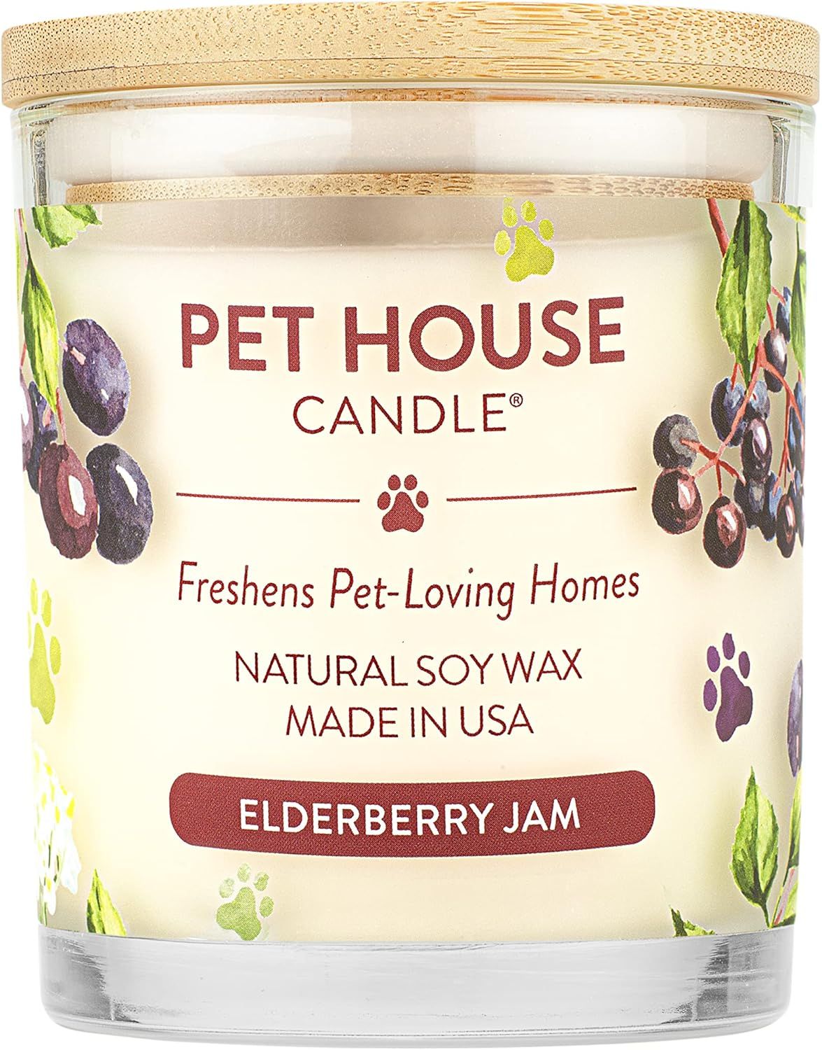 Pet House All Natural Pet Friendly Plant Based Soy Wax Candle Elderberry Jam Scented 9 oz
