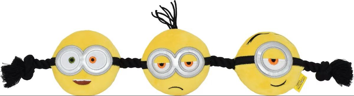 Multipet Minions Plush &amp; Rope Squeaky Dog Toy 20 inches