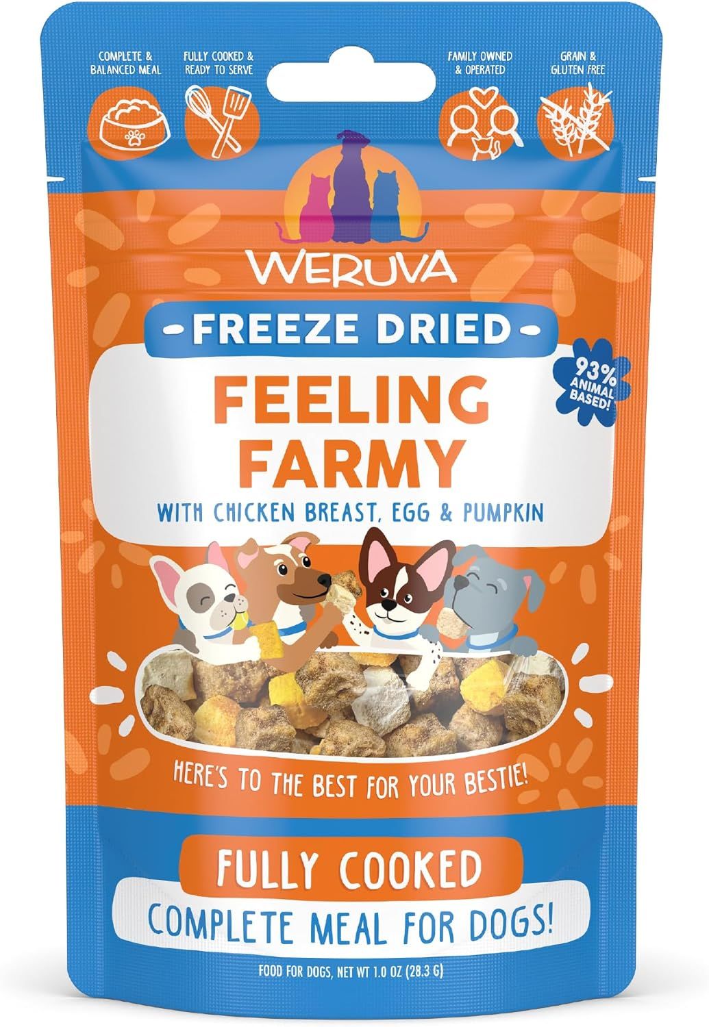 Weruva Fully Cooked Freeze Dried Feeling Farmy with Chicken Breast Egg &amp; Pumpkin Dog Food 1 oz