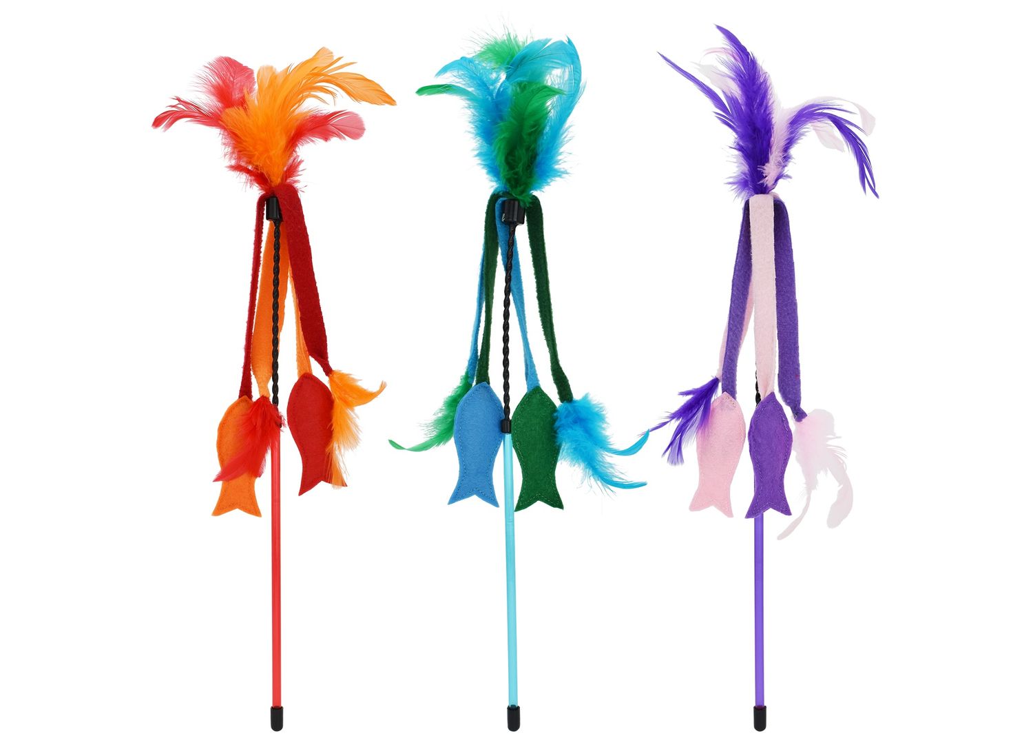 Multipet Felt Fish Cat Wand Assistant