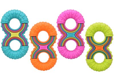 Multipet Grooverz Figure 8 Colorful Durable Rubber Dog Toy