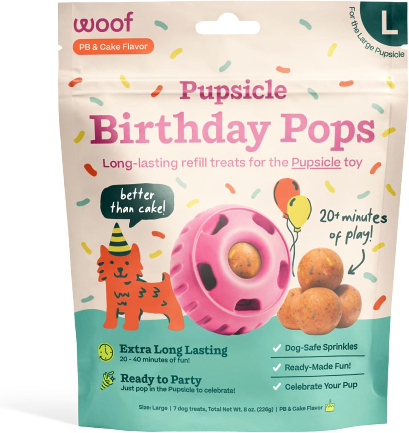 Woof Pupsicle Birthday Pops Refills Lickable Dog Treats Large 7 count