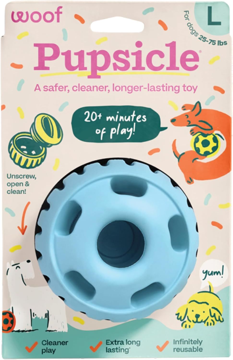 Woof Party Pupsicle Treat Dispensing Dog Toy Buddy Blue Large