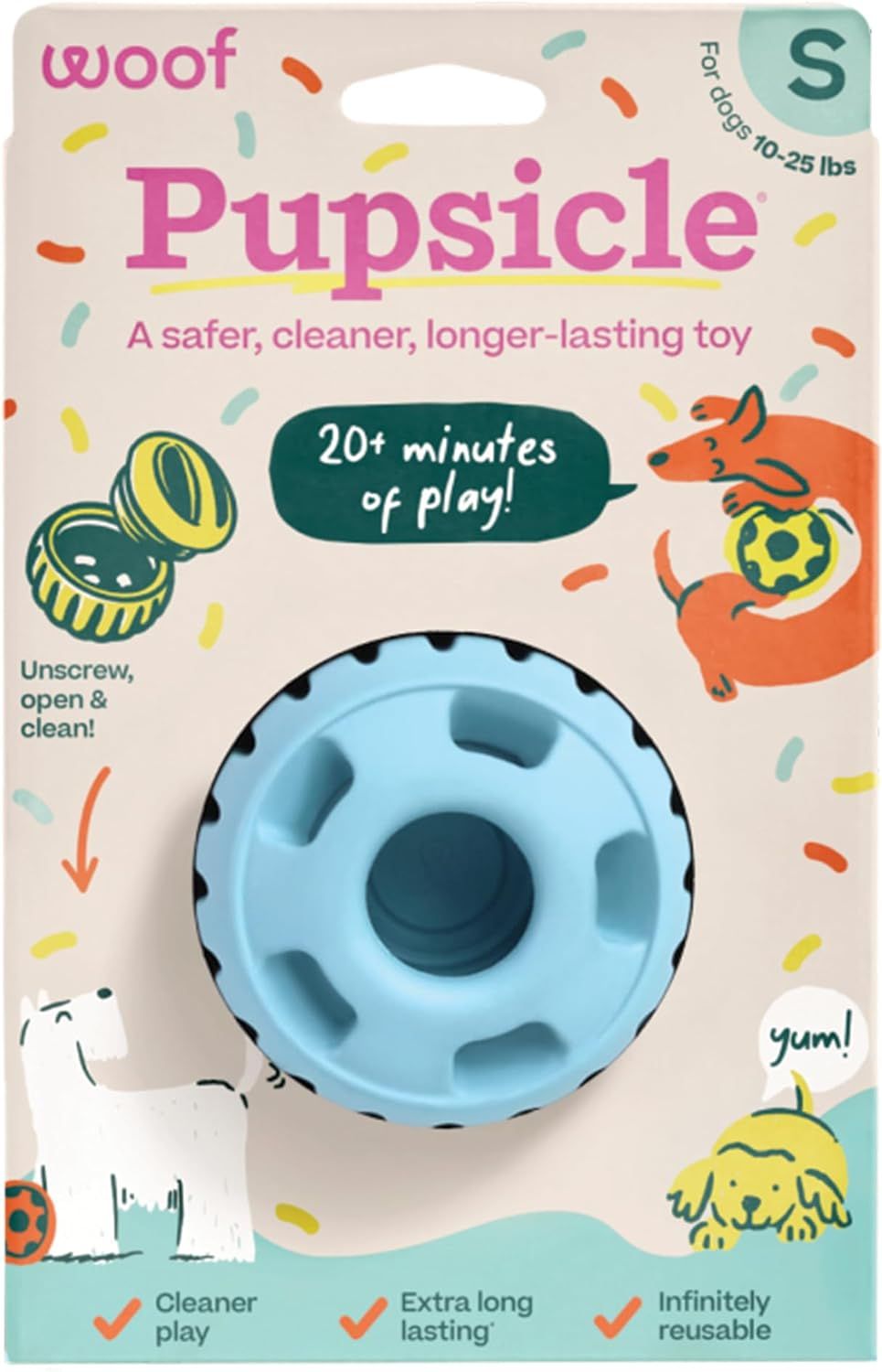 Woof Party Pupsicle Treat Dispensing Dog Toy Buddy Blue Small