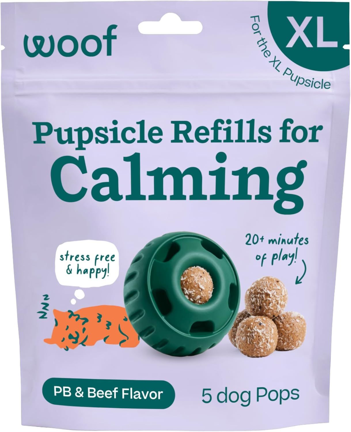 Woof Pupsicle Calming Pops PB &amp; Beef Flavor Refills Lickable Dog Treats Extra Large 7 count