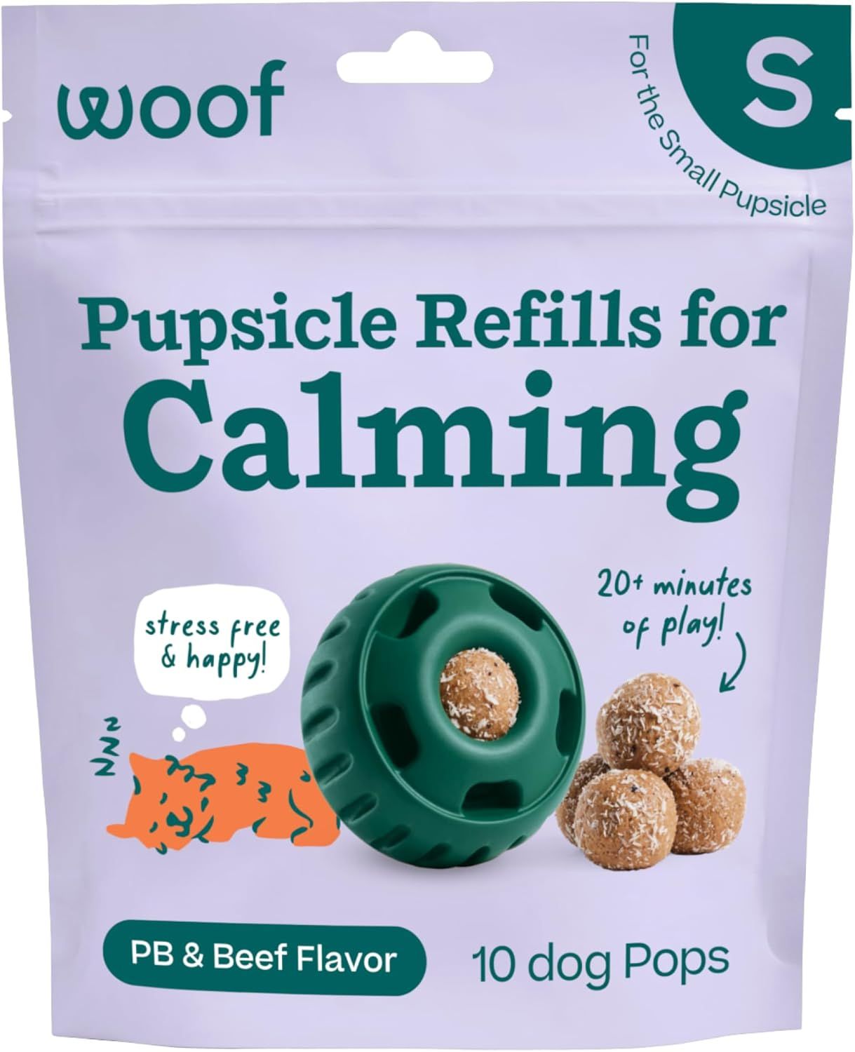 Woof Pupsicle Calming Pops PB &amp; Beef Flavor Refills Lickable Dog Treats Small 10 count