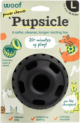 Woof Power Pupsicle Treat Dispensing Dog Toy Black Large
