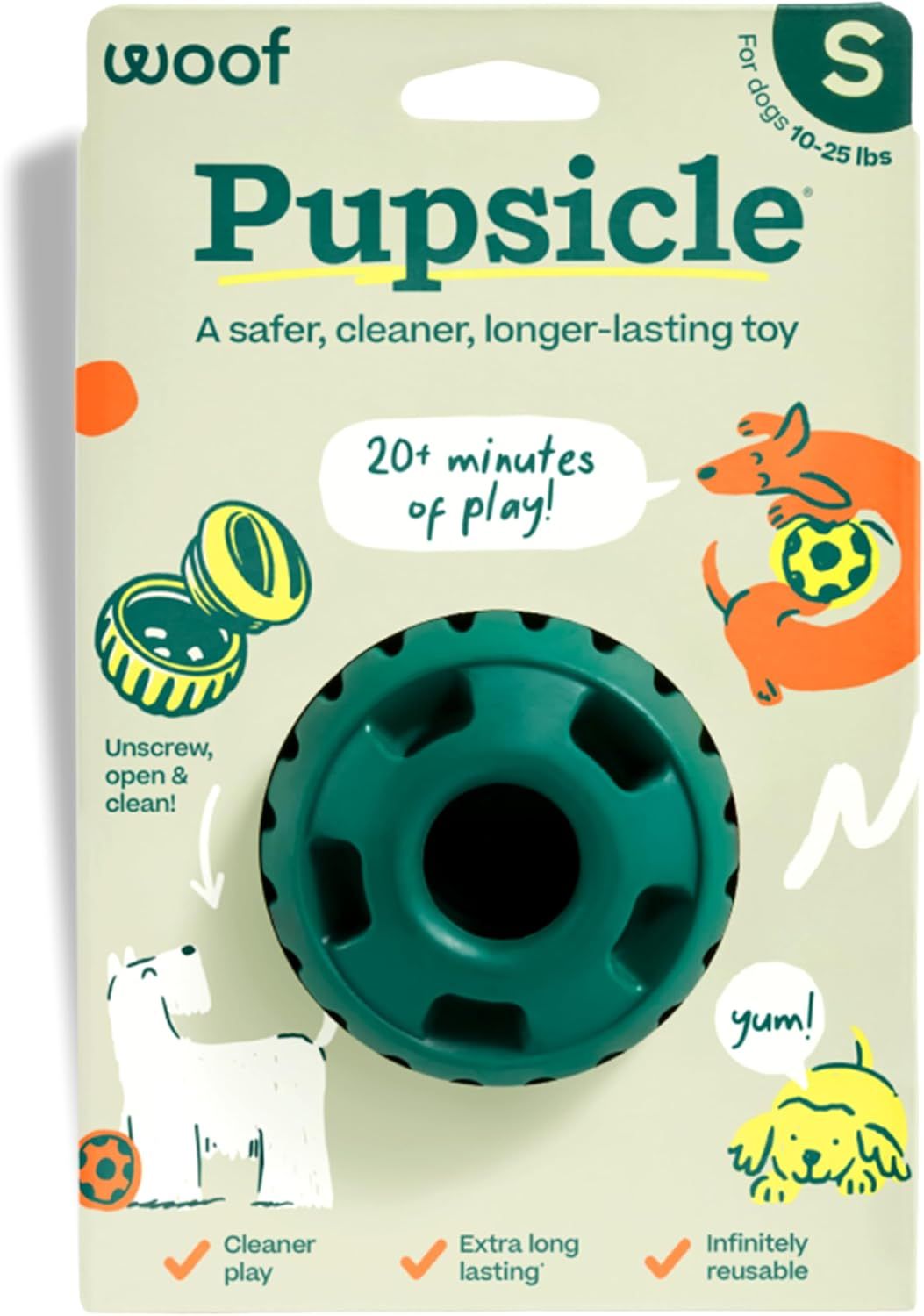 Woof Pupsicle Treat Dispensing Dog Toy Green Small