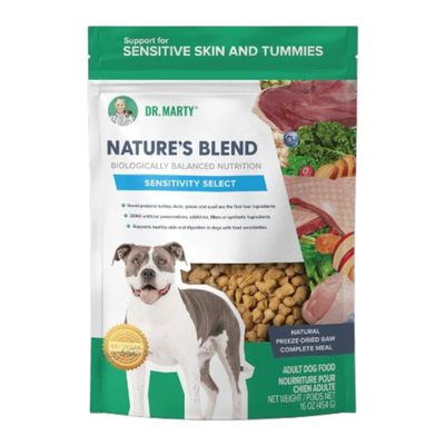 Dr. Marty Nature's Blend Sensitivity Select Turkey Duck Goose &amp; Quail Freeze Dried Dog Food 16 oz