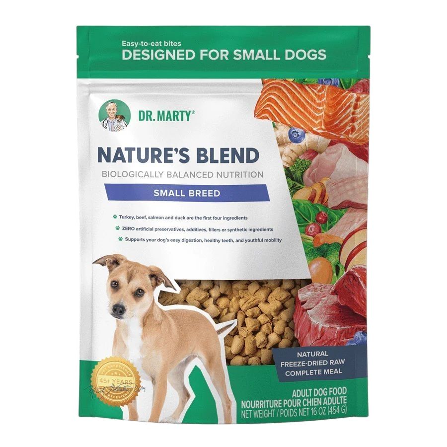 Dr. Marty Nature&#39;s Blend Biologically Balanced Nutrition Small Breed Turkey, Beef, Salmon &amp; Duck Freeze Dried Dog Food 16 oz