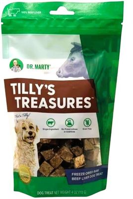 Dr. Marty Tilly's Treasures Beef Liver Freeze Dried Single Ingredient Dog Treat 4 oz