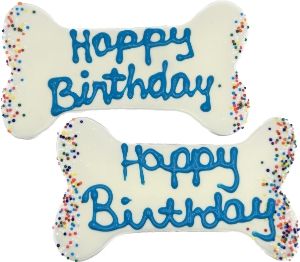 Preppy Puppy Happy Birthday Bone Blue Big Biscuit Dog Treat
