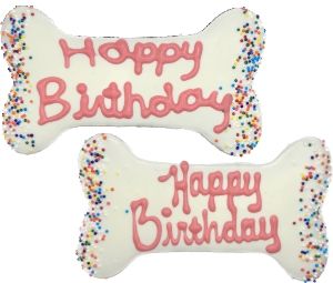 Preppy Puppy Happy Birthday Bone Pink Big Biscuit Dog Treat