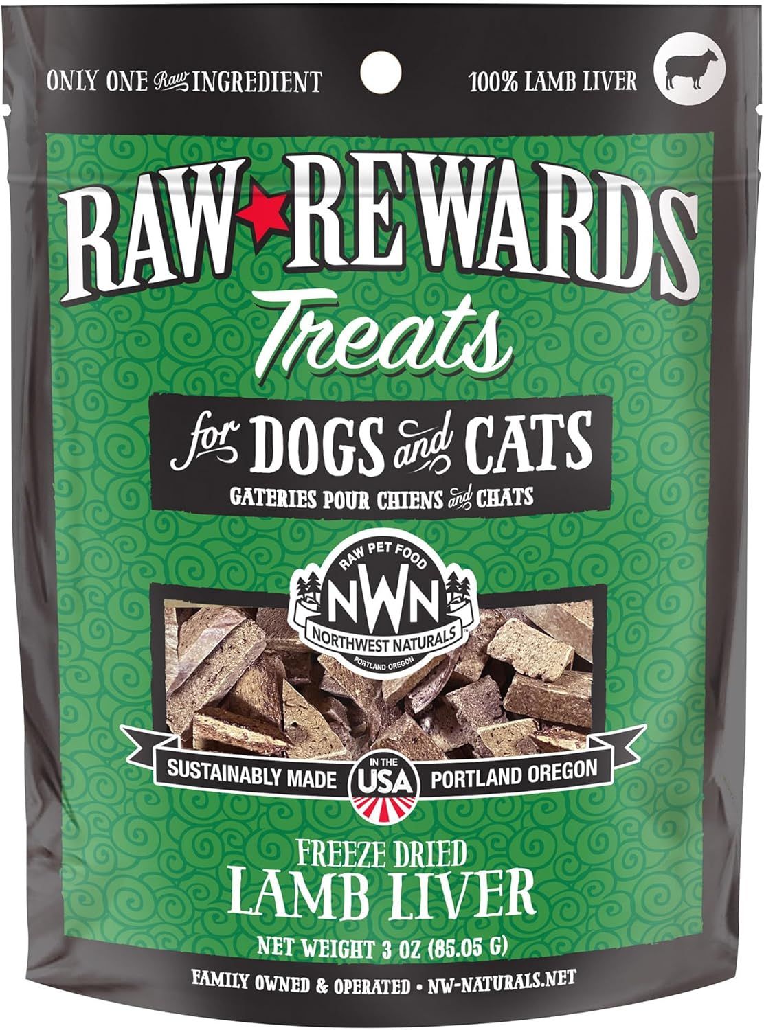 Northwest Naturals Raw Rewards Freeze Dried Lamb Liver Dog &amp; Cat Treats 3 oz