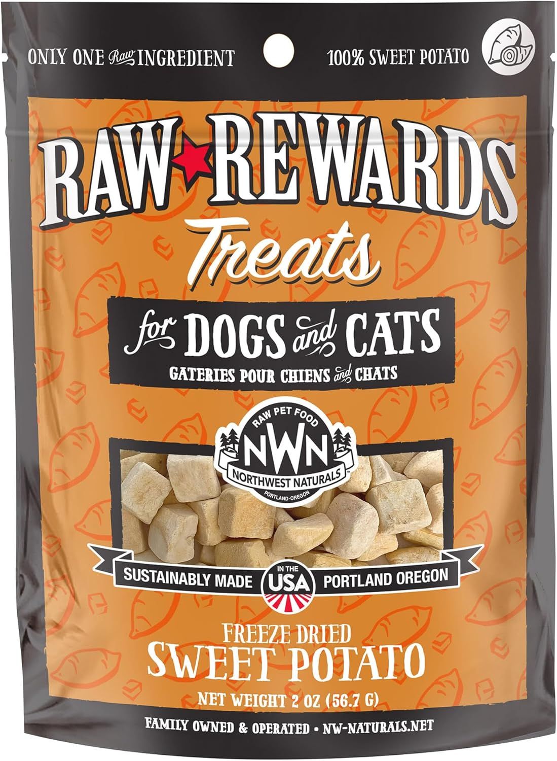 Northwest Naturals Raw Rewards Dog &amp; Cat Treat Freeze Dried Sweet Potato 3 oz