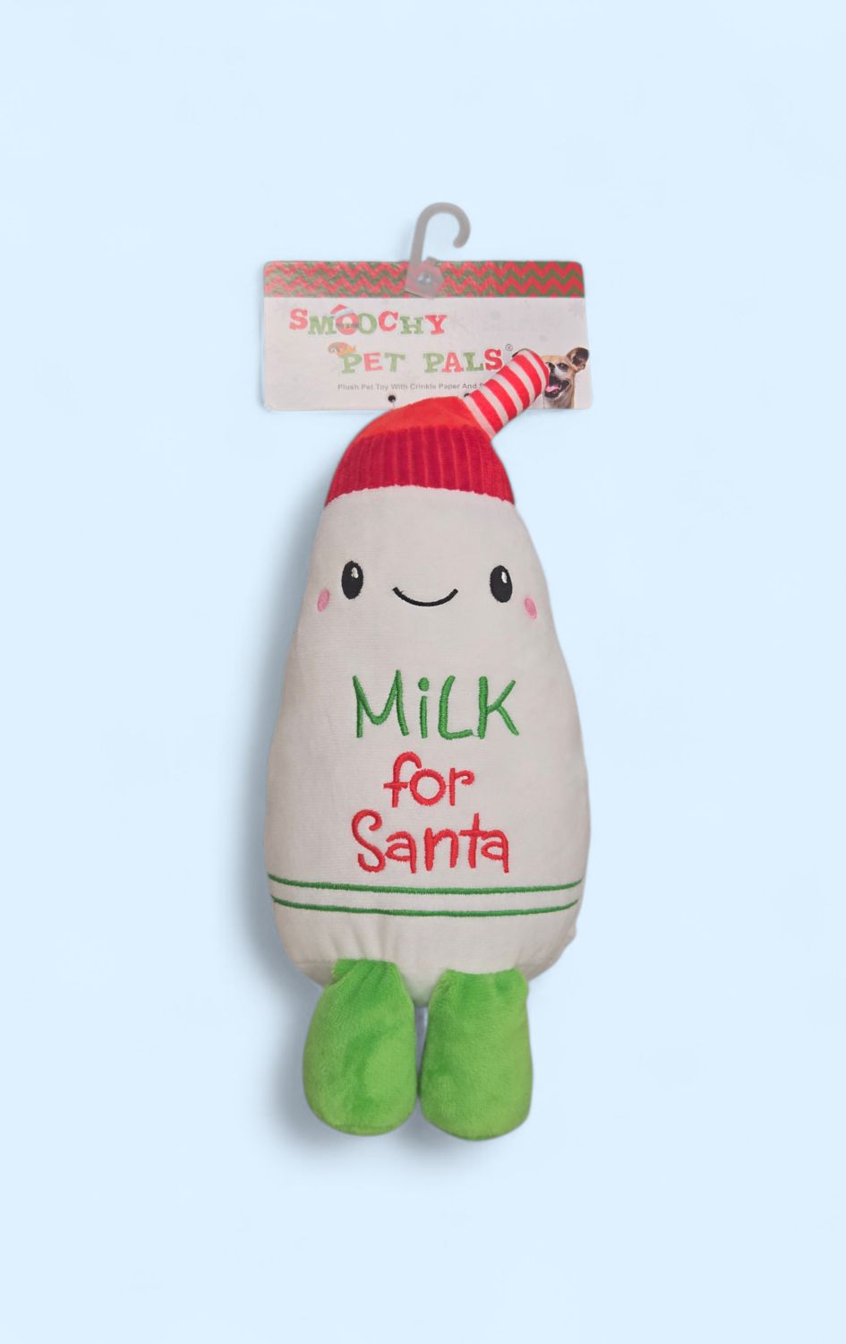 Smoochy Pet Pals Milk for Santa Plush Dog Toy Large