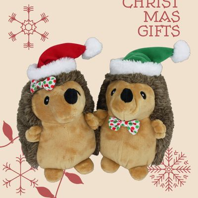 Multipet Holiday Hedgehog Plush Dog Toy 8 inches