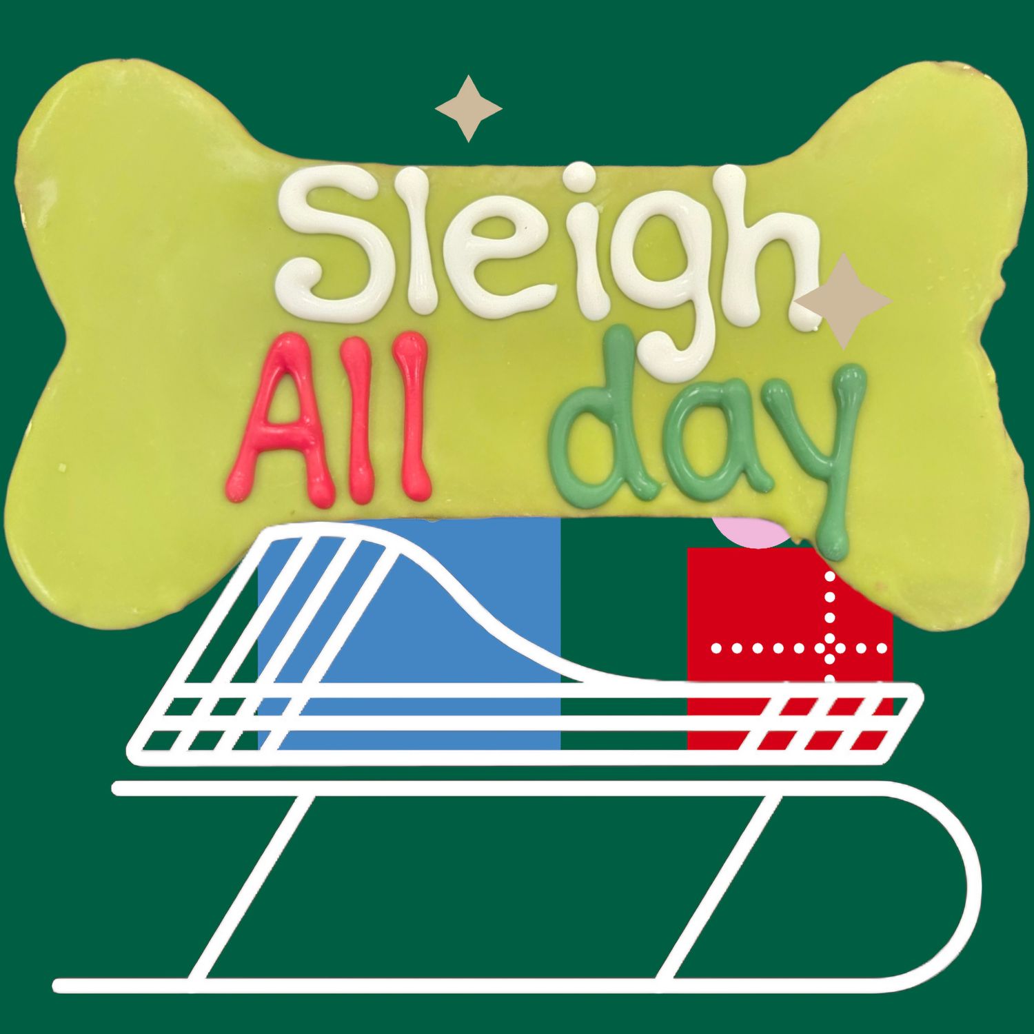 Preppy Puppy Sleigh All Day Bone Christmas Cookie Dog Treat