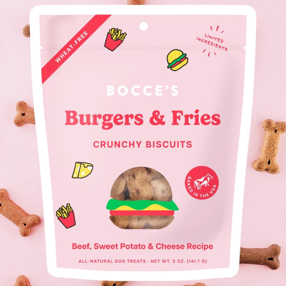 Bocce&#39;s Bakery Burgers &amp; Fries Crunchy Biscuits Beef, Sweet Potato &amp; Cheese Recipe 5 oz