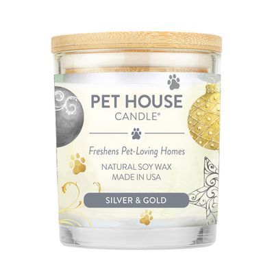 Pet House Silver &amp; Gold Scented All Natural Pet Friendly Plant Based Soy Wax Candle 9 oz