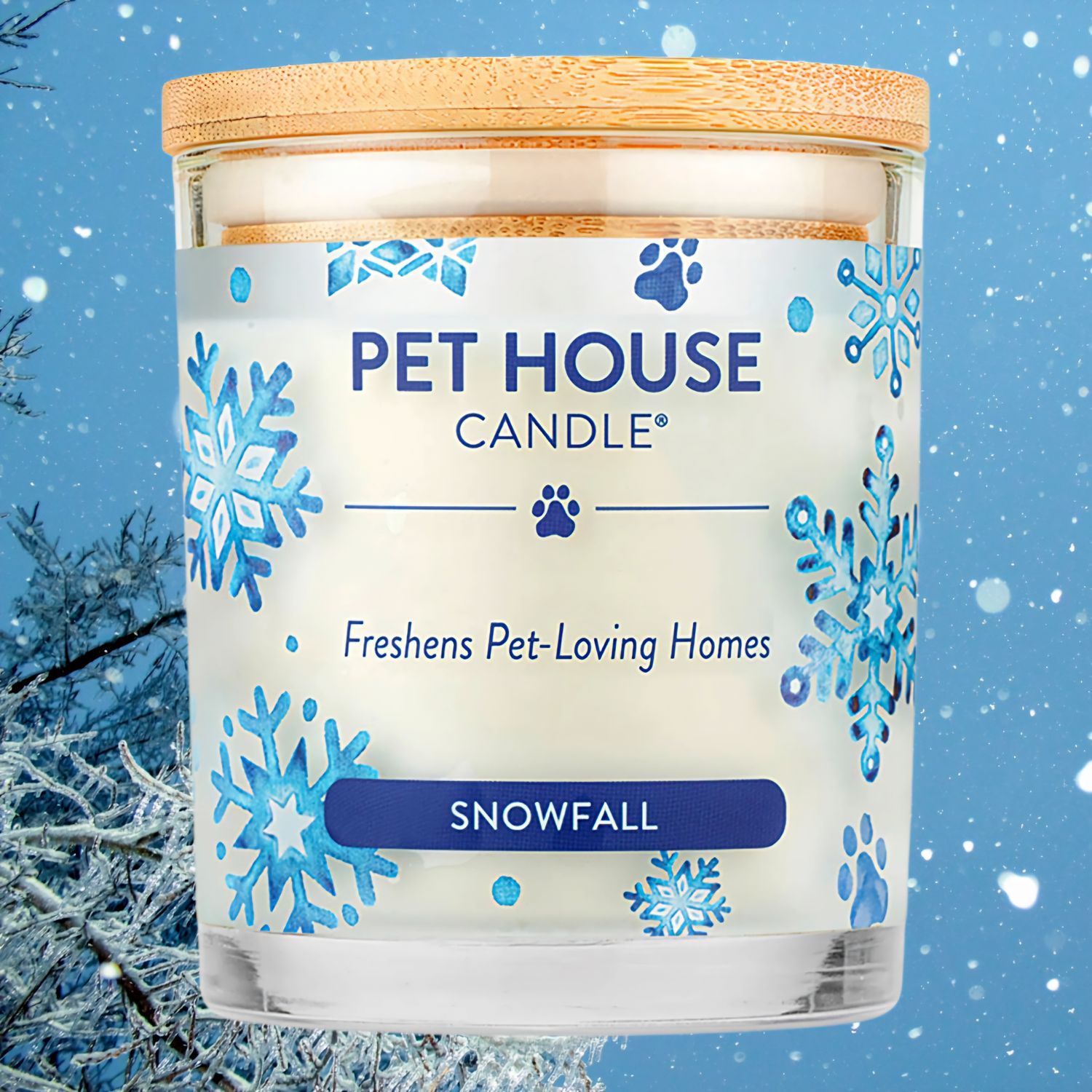 Pet House Snowfall Scented All Natural Pet Friendly Plant Based Soy Wax Candle 9 oz