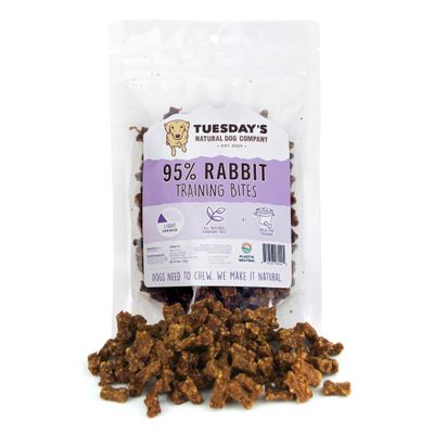 Tuesday's Natural Dog Company 95% Rabbit Training Bites Dog Treats 6 oz
