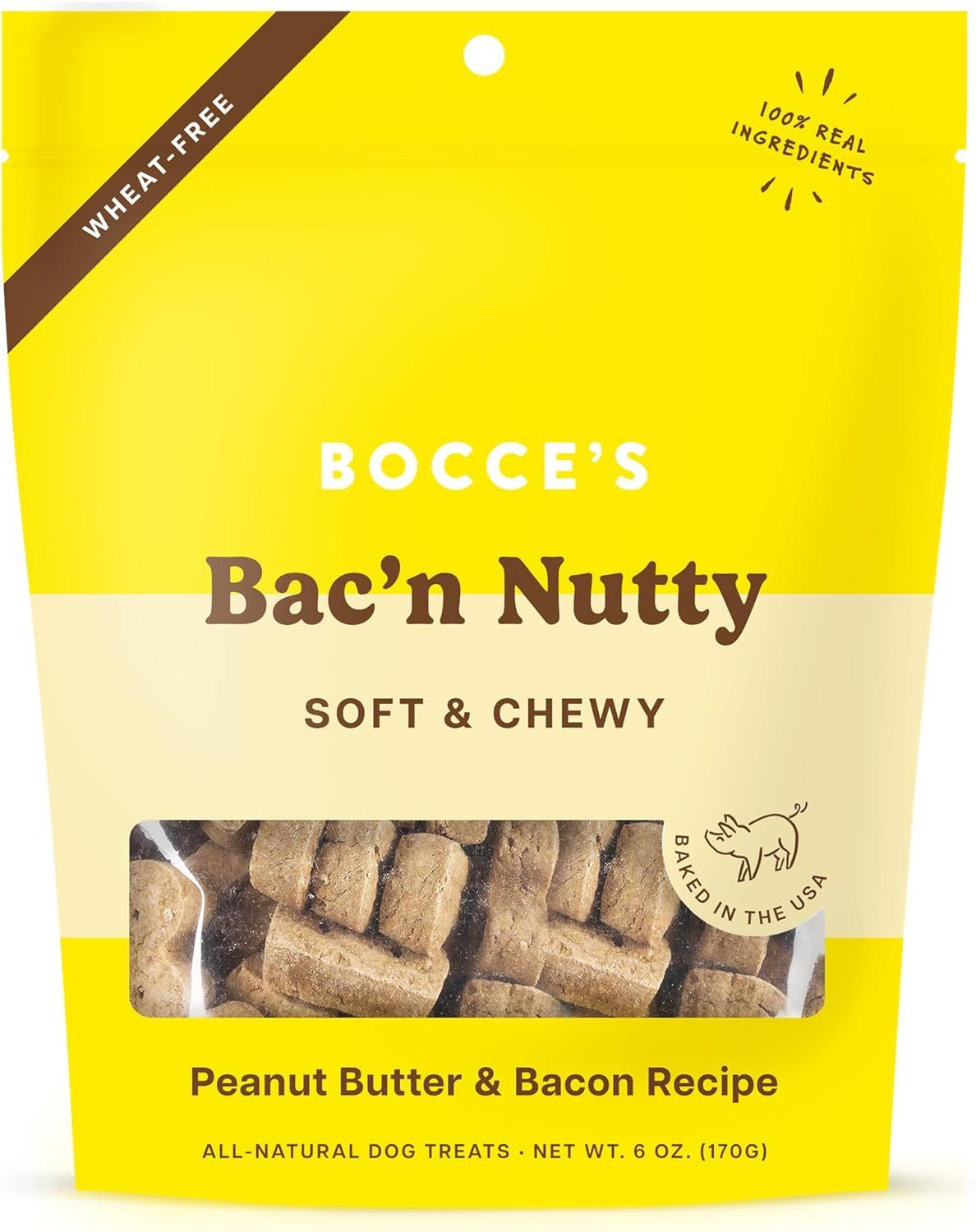 Bocce's Bakery Bacon Nutty Soft &amp; Chewy Peanut Butter &amp; Bacon Recipe 6 oz
