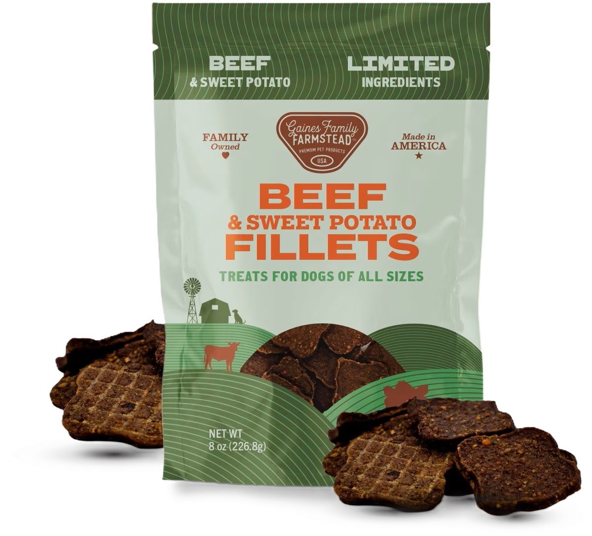 Gaines Family Farmstead Sweet Potato &amp; Beef Fillets Dog Treats 8 oz