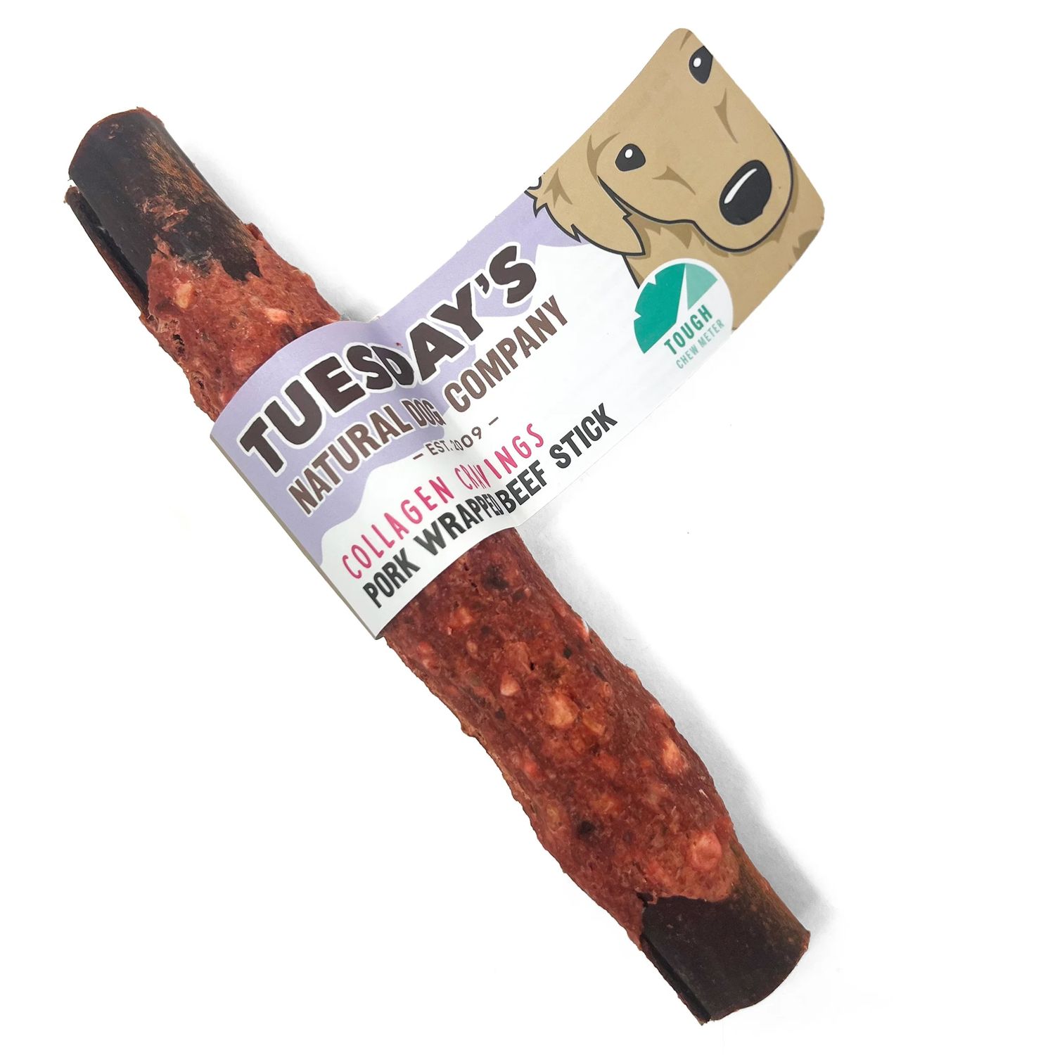 Tuesday's Natural Collagen Cravings Stick with Pork Dog Chew 6 inches