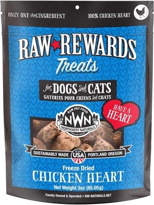 Northwest Naturals Raw Rewards Freeze Dried Chicken Hearts Dog &amp; Cat Treats 3 oz