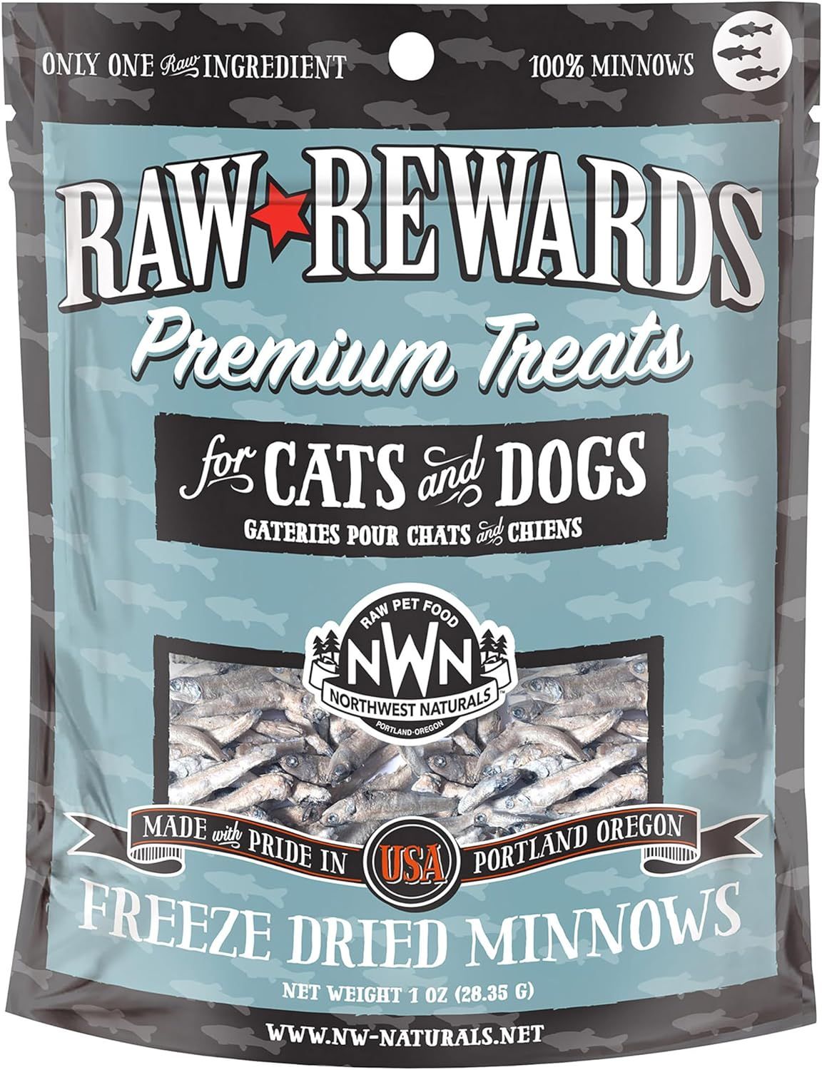 Northwest Naturals Raw Rewards Freeze Dried Minnows Dog &amp; Cat Treats 1 oz