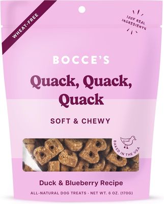 Bocce's Quack Quack Quack Soft &amp; Chewy Duck &amp; Blueberry Recipe 6 oz