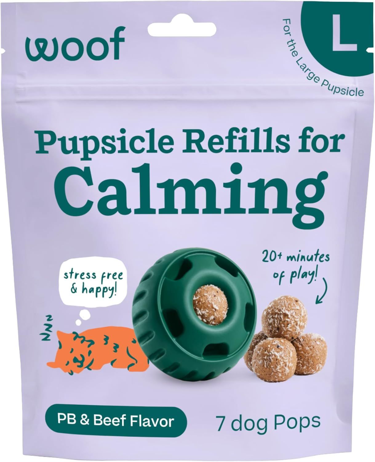 Woof Pupsicle Calming Pops PB &amp; Beef Flavor Refills Lickable Dog Treats Large 7 count