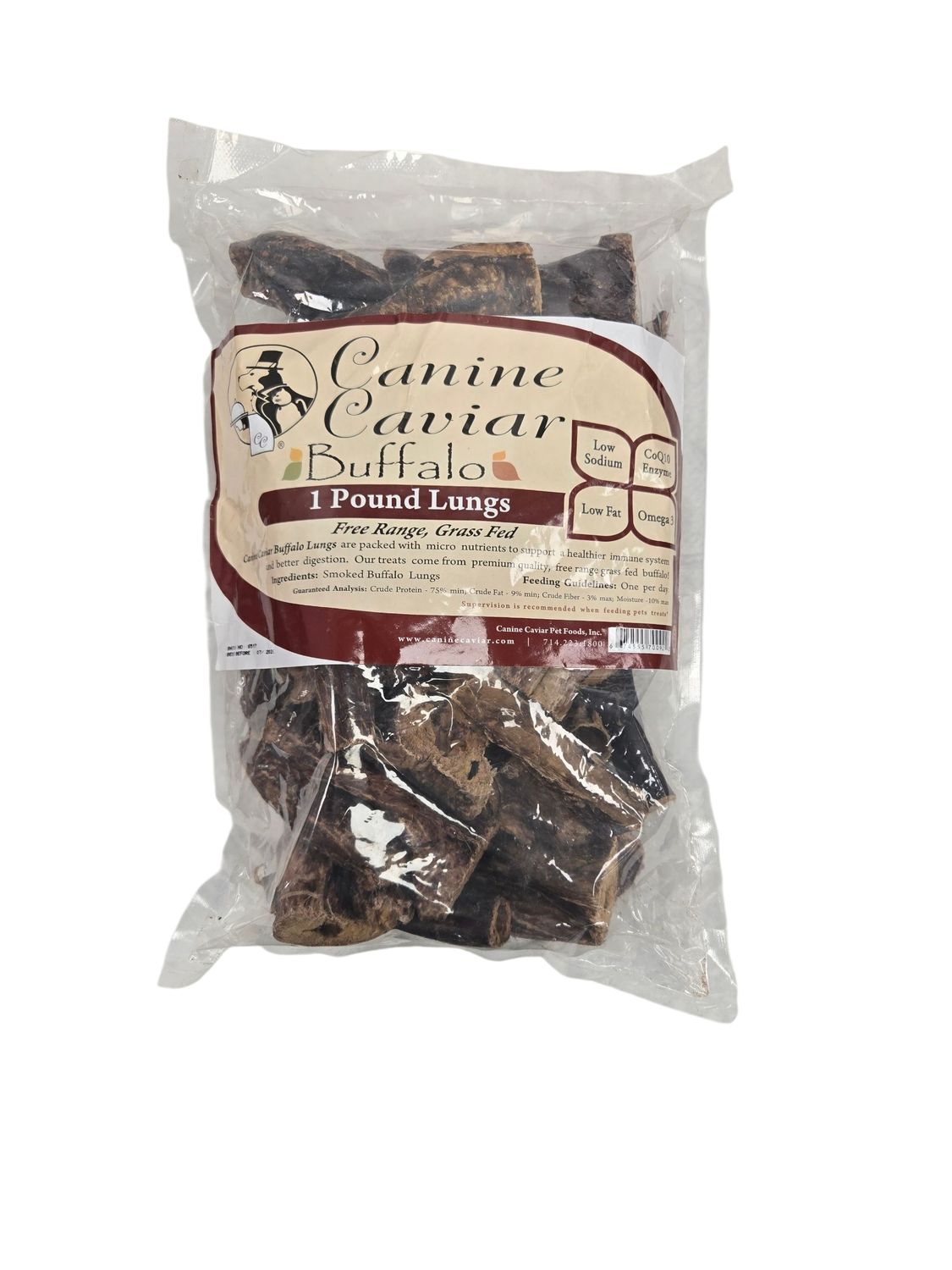 Canine Caviar Water Buffalo Free Range Grass Fed Lungs 1 lbs