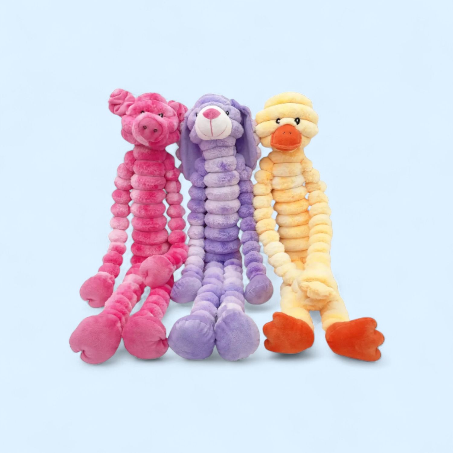 Multipet Crimpy Pals Plush Rabbit Pig &amp; Duck Dog Toys