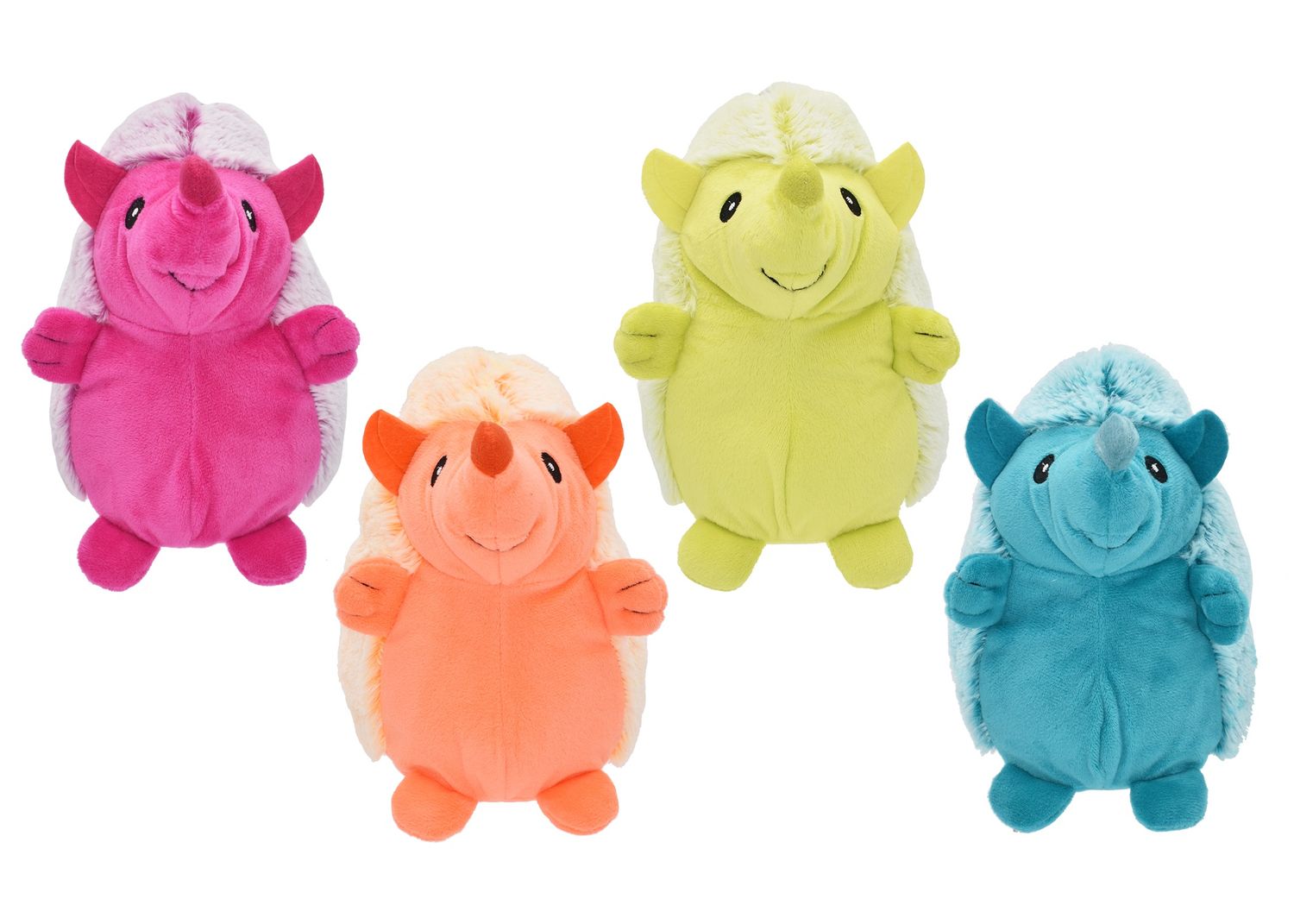 Multipet Hedgehog Assorted Colors Plush Squeaky Dog Toy 4 inches