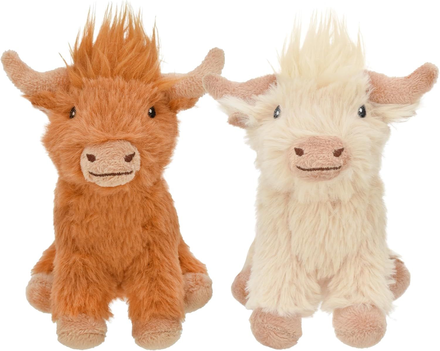 Multipet Mini Highland Cow Plush Dog Toy 5 inches