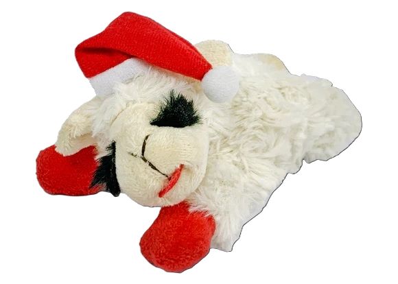 Multipet Lamb Chop with Santa Hat Plush Dog Toy 6 inches