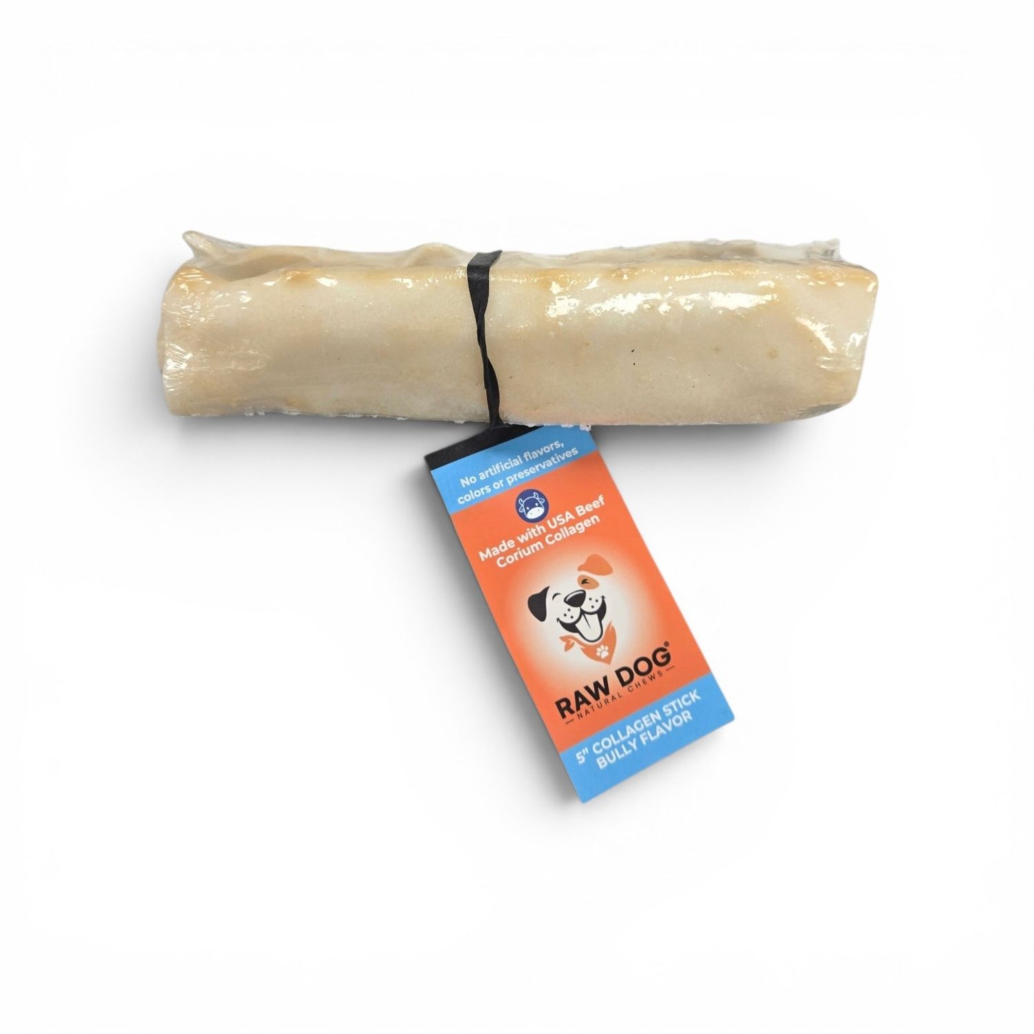 Raw Dog Natural Chews Coated Collagen Stick Bully Flavor Dog Chew 5 inches