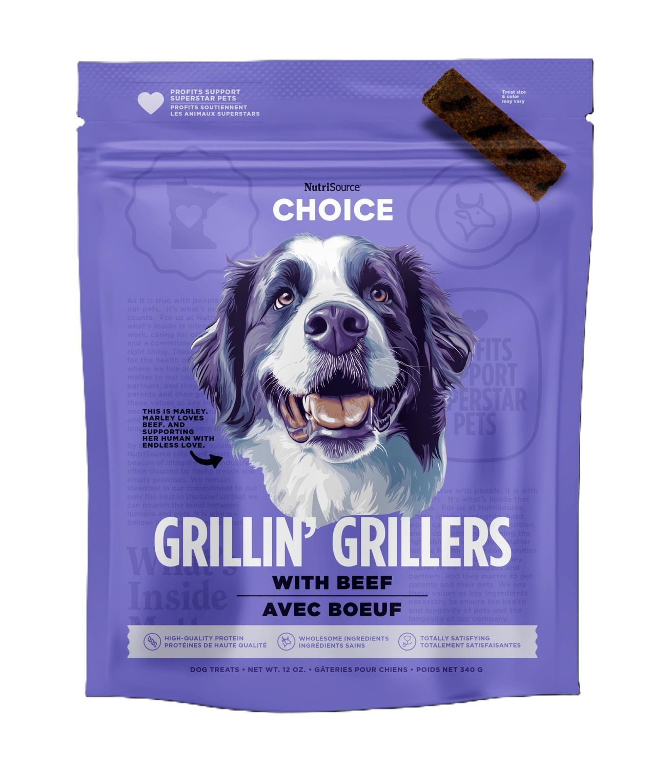Nutrisource Choice Grillin Grillers Beef Dog Treats 12 oz