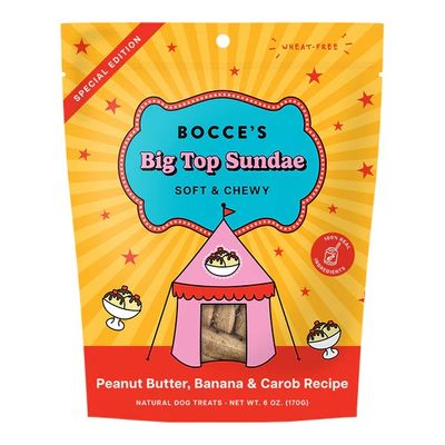 Bocce's Big Top Sundae Soft &amp; Chewy Peanut Butter Banana &amp; Carob Recipe Dog Treats 6 oz