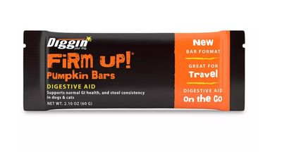 Diggin' Your Dog Supplement Firm Up! Pumpkin Bars Digestive Aid for Dogs &amp; Cats 2.10 oz