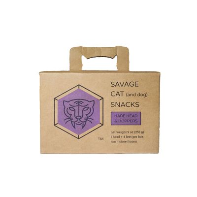 Savage Cat &amp; Dog Snacks Frozen Hare Head &amp; Hoppers (Rabbit Head &amp; Feet) Assorted 1 lbs Box