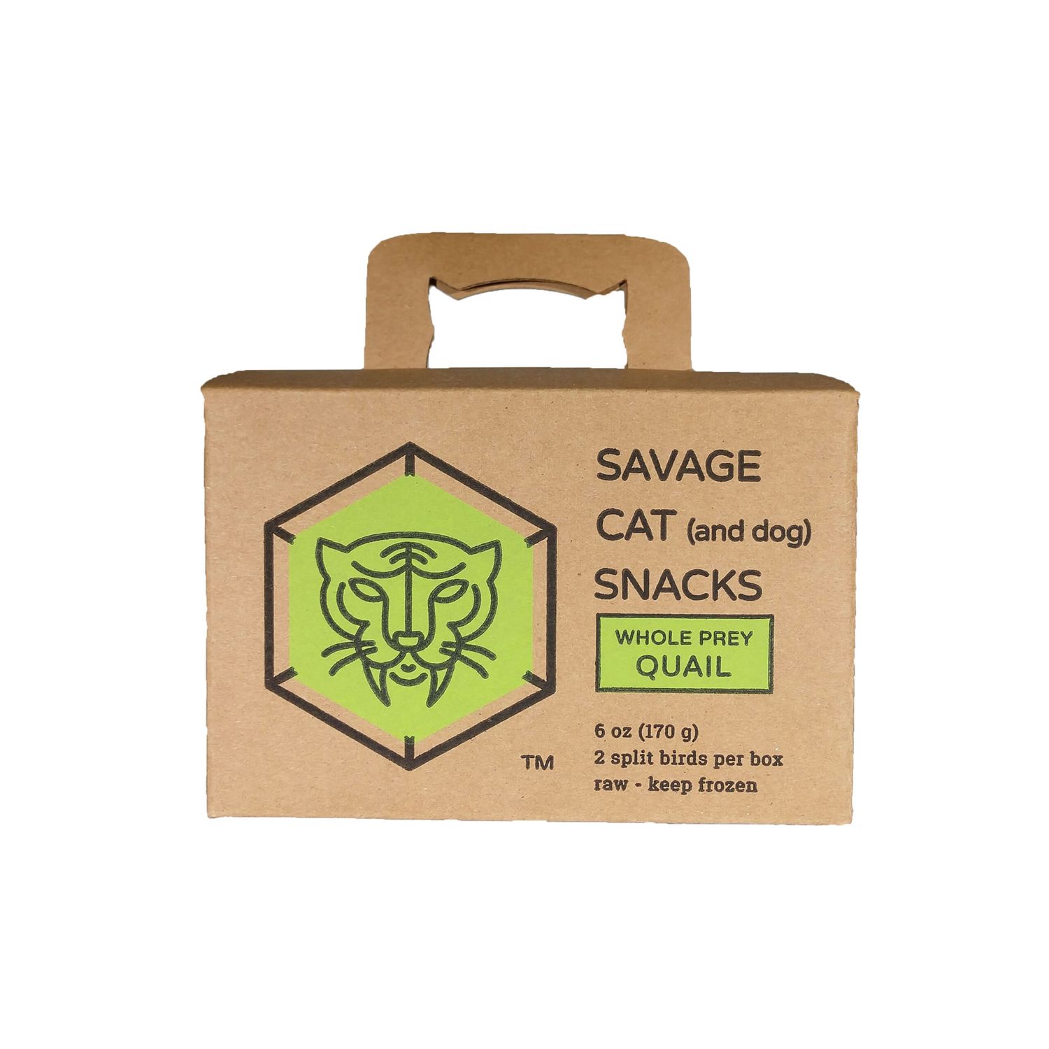 Savage Cat &amp; Dog Snacks Whole Prey Quail 2 Birds Split in Halves 4 Pack
