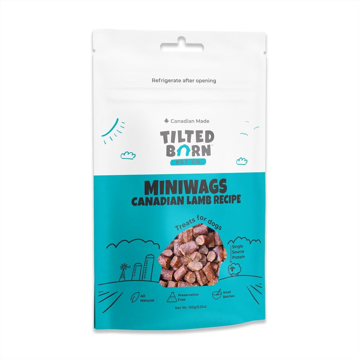 Tilted Barn Miniwags Canadian Lamb Recipe All Natural Dog Treats 3.53 oz