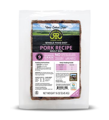 Raised Right Human Grade Gently Cooked Frozen Whole Food Original Pork Recipe Dog Food 16 oz