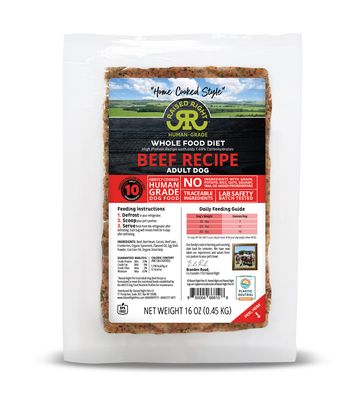 Raised Right Human Grade Gently Cooked Frozen Whole Food Original Beef Recipe Dog Food 16 oz