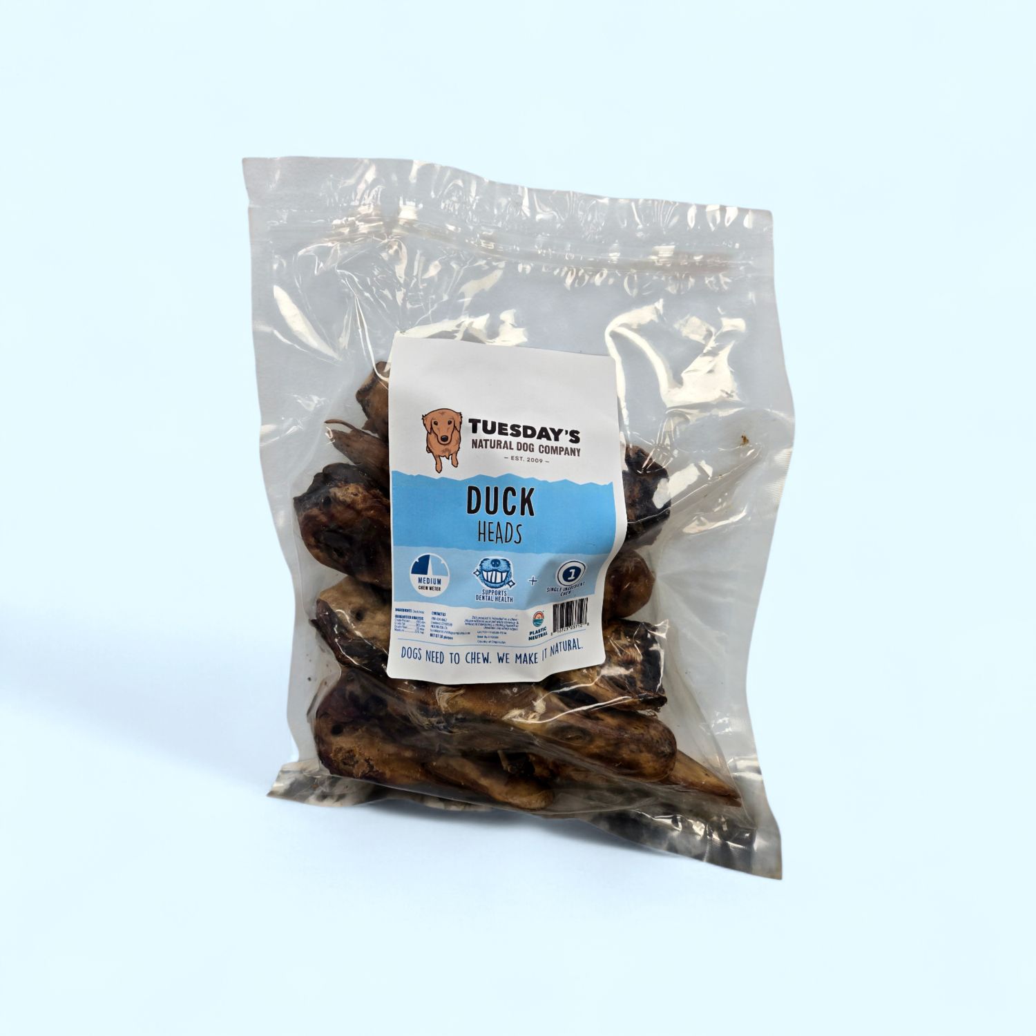 Tuesday's Natural Dehydrated Duck Heads Bulk Bag 10 count